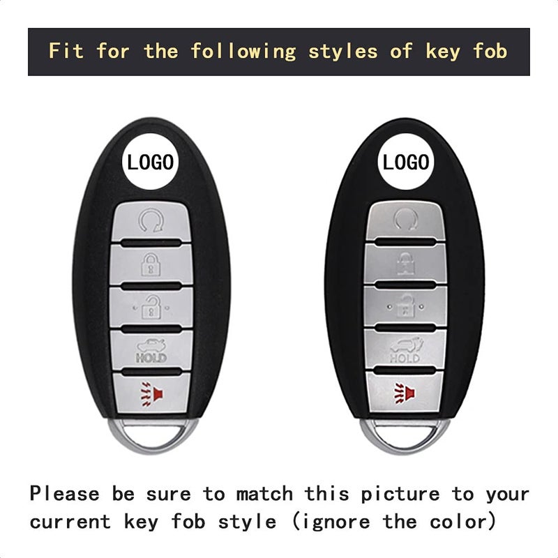 TANGSEN Key Fob Case Red Carbon Fiber Pattern Black Silicone Cover Compatible with Infiniti JX35 Q50 Q60 QX56 QX60 QX80 Altima Armada Maxima Murano Pathfinder Rogue 5 Button Keyless Entry Remote - Image 4